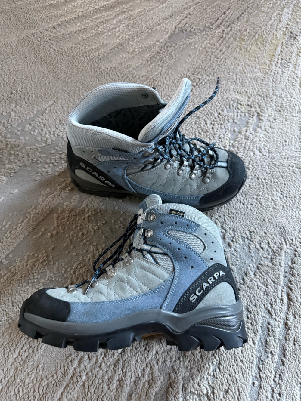 Scarpa Kailash GTX Gore Tex Hiking Trekking Boots Grey Blue vibram sole Size 6.5